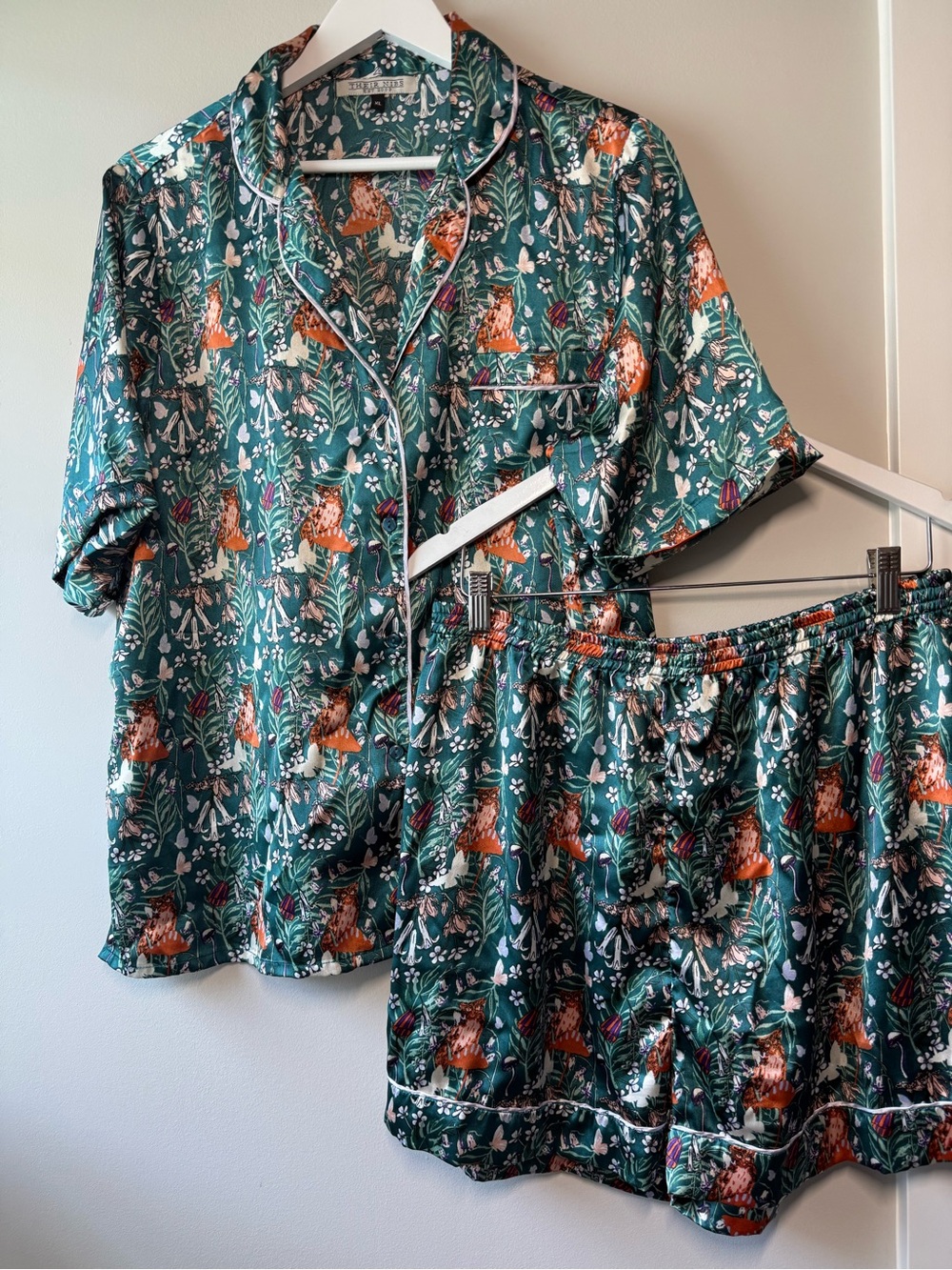 Their Nibs Owl Botanical Satin Pajama Set XL